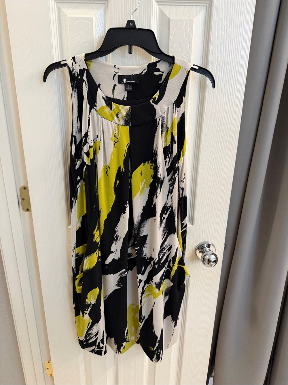 AB Studio Sleeveless Abstract Print Jumpsuit - Yellow Black White
